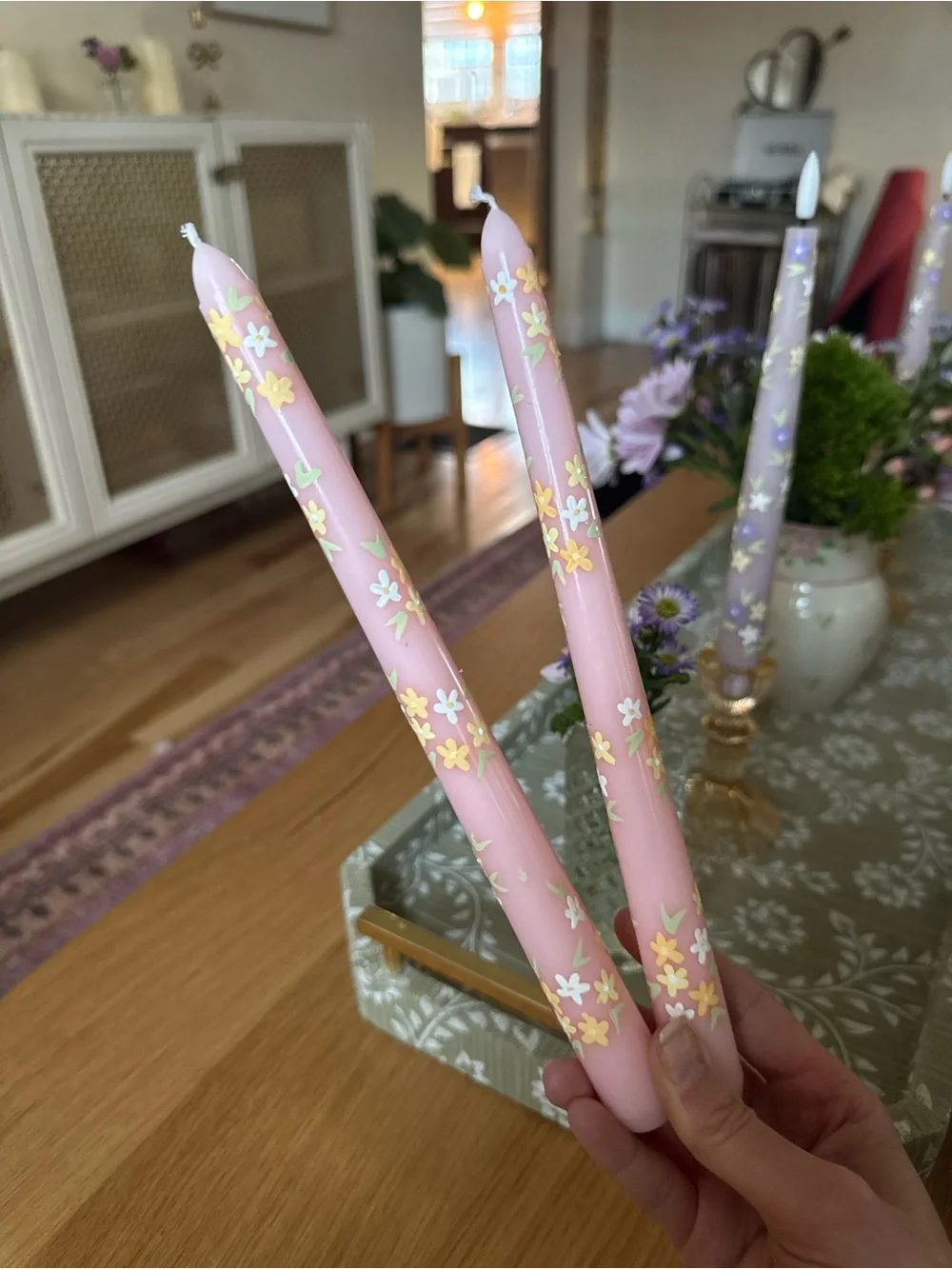 Hand painted taper candles